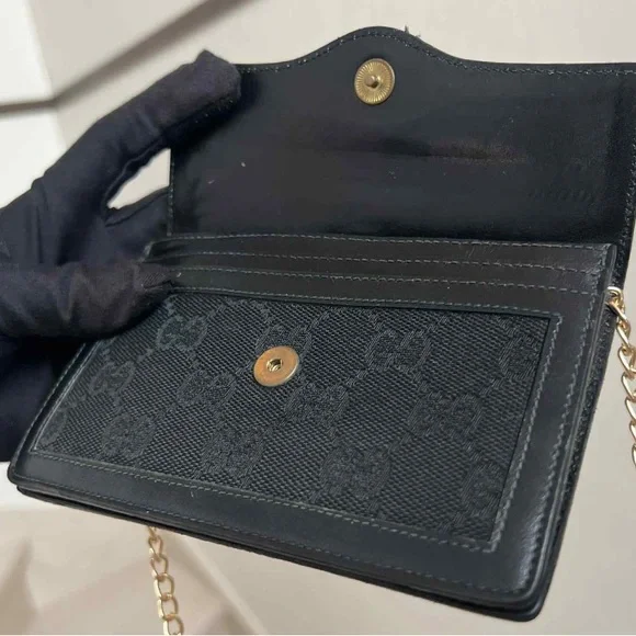 Authentic Vintage Sherry Black Nano Clutch Gucci Crossbody Purse Wallet Bag - Picture 9 of 16